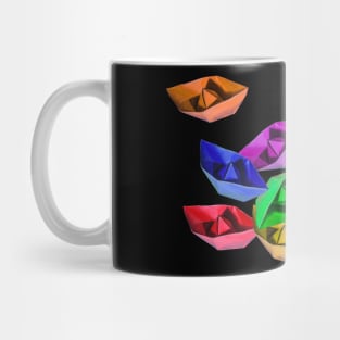 Bunch of colored paper boats Mug